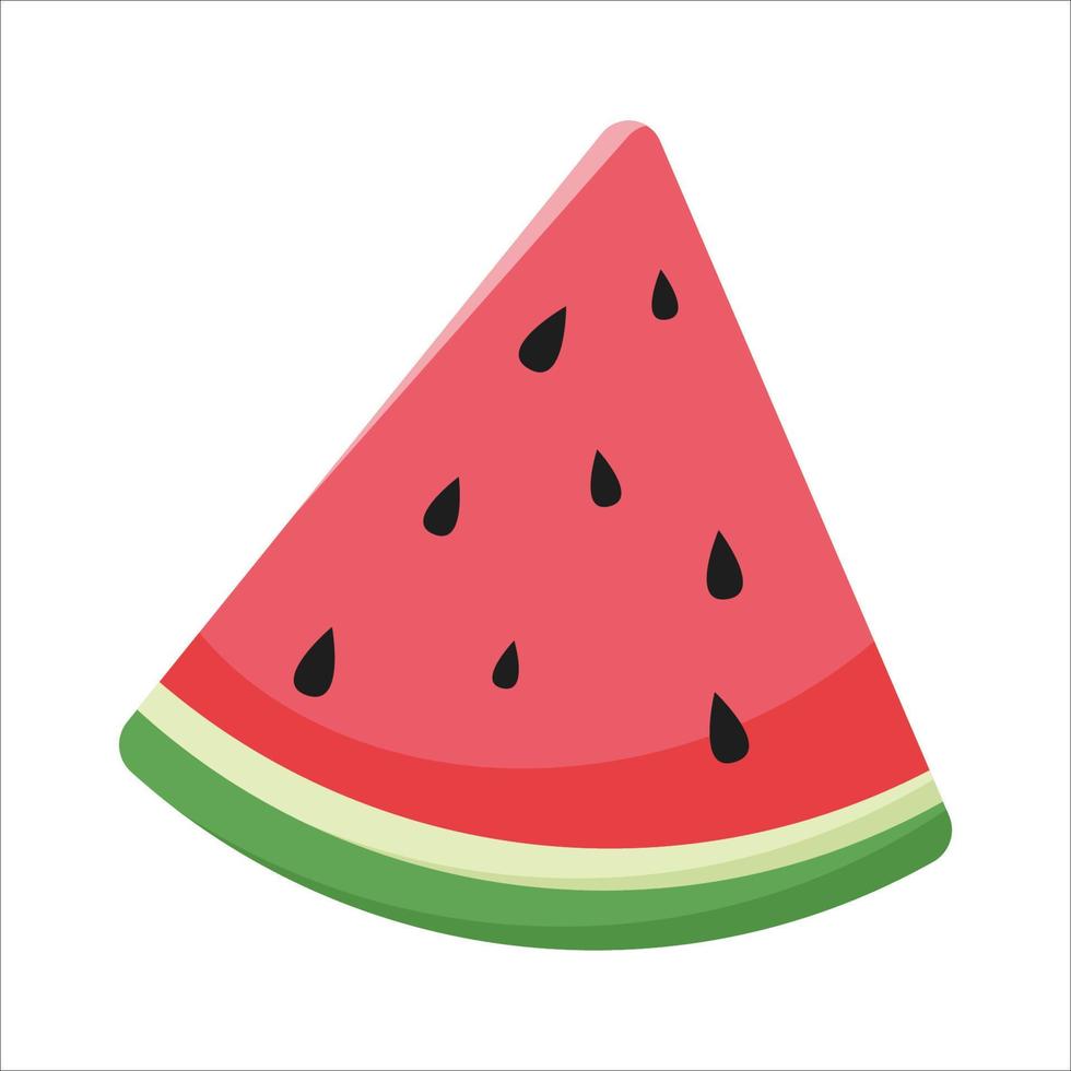 Slice of watermelon fruit. Triangle slice. Flat vector illustration.