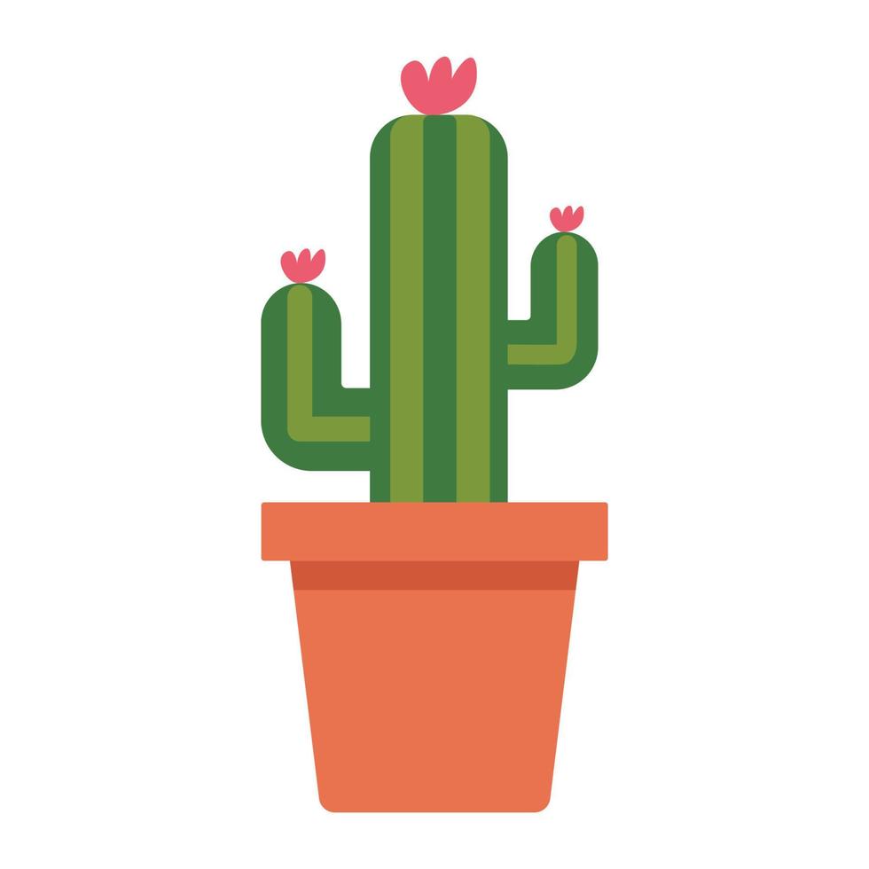 Cute cactus flat vector illustration