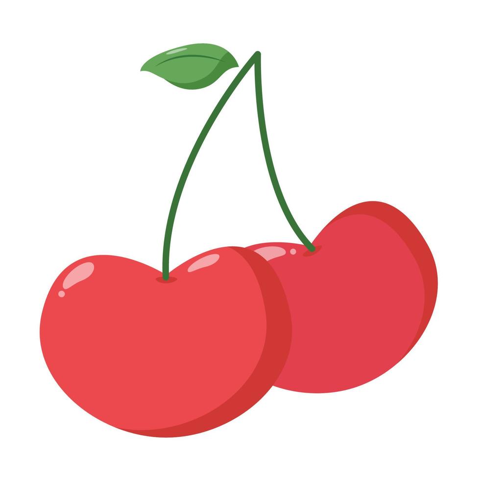 Cherry Flat Illustration. Clean Icon Design Element on Isolated White Background vector