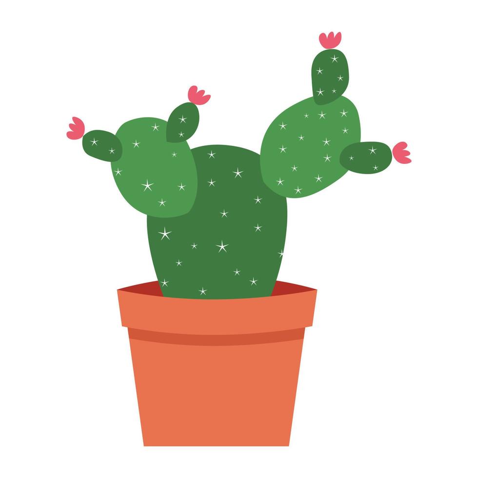 Cute cactus flat vector illustration