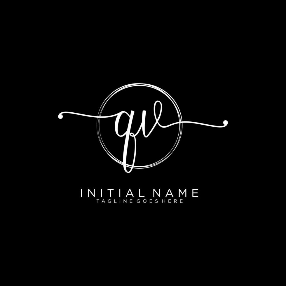 Initial QV feminine logo collections template. handwriting logo of initial signature, wedding, fashion, jewerly, boutique, floral and botanical with creative template for any company or business. vector