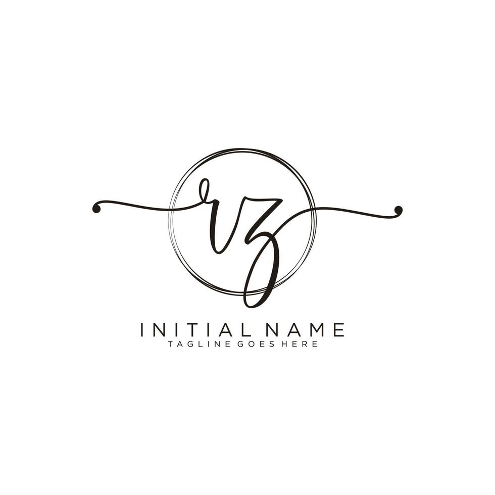 Initial RZ feminine logo collections template. handwriting logo of initial signature, wedding, fashion, jewerly, boutique, floral and botanical with creative template for any company or business. vector