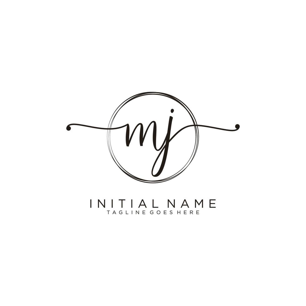 Initial MJ feminine logo collections template. handwriting logo of initial signature, wedding, fashion, jewerly, boutique, floral and botanical with creative template for any company or business. vector