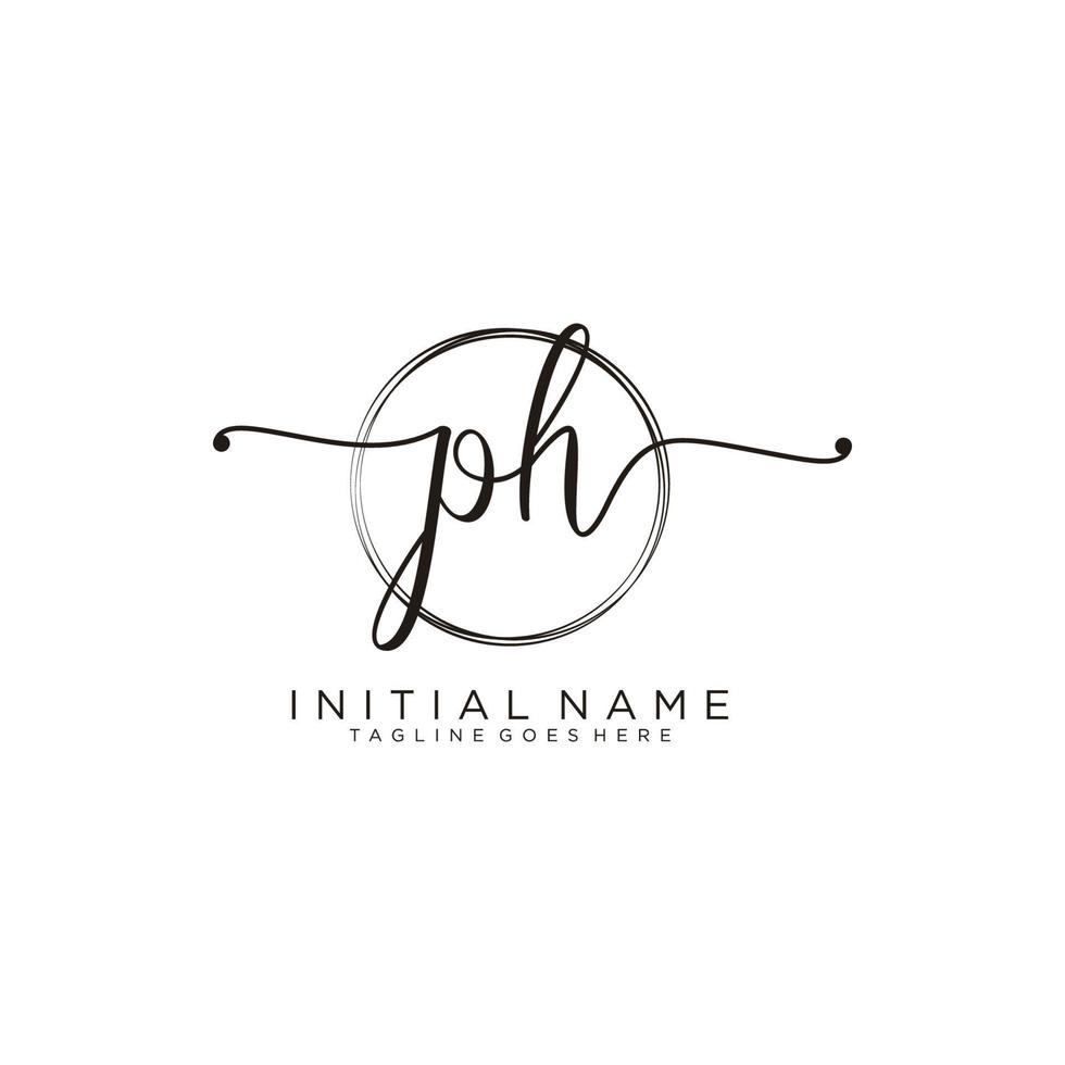 Initial PH feminine logo collections template. handwriting logo of initial signature, wedding, fashion, jewerly, boutique, floral and botanical with creative template for any company or business. vector