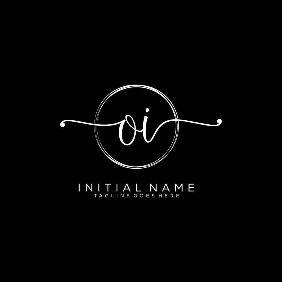 Initial OI feminine logo collections template. handwriting logo of initial signature, wedding, fashion, jewerly, boutique, floral and botanical with creative template for any company or business. vector