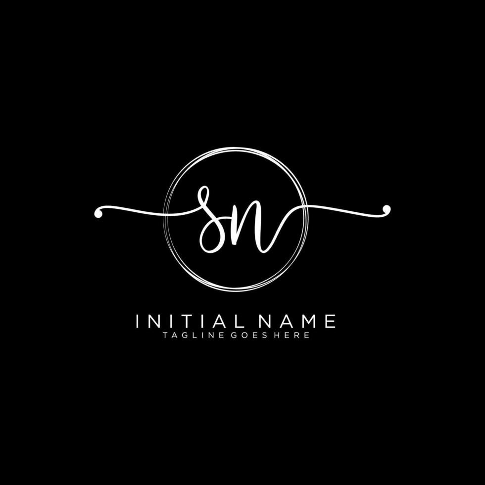 Initial SN feminine logo collections template. handwriting logo of initial signature, wedding, fashion, jewerly, boutique, floral and botanical with creative template for any company or business. vector