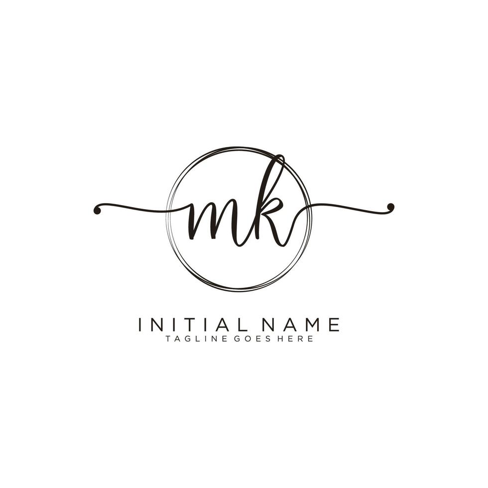Initial MK feminine logo collections template. handwriting logo of initial signature, wedding, fashion, jewerly, boutique, floral and botanical with creative template for any company or business. vector