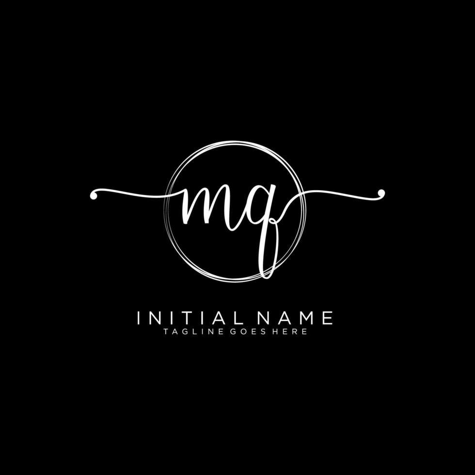 Initial MQ feminine logo collections template. handwriting logo of initial signature, wedding, fashion, jewerly, boutique, floral and botanical with creative template for any company or business. vector