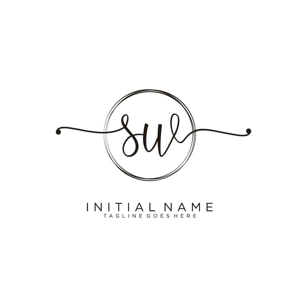 Initial SW feminine logo collections template. handwriting logo of initial signature, wedding, fashion, jewerly, boutique, floral and botanical with creative template for any company or business. vector