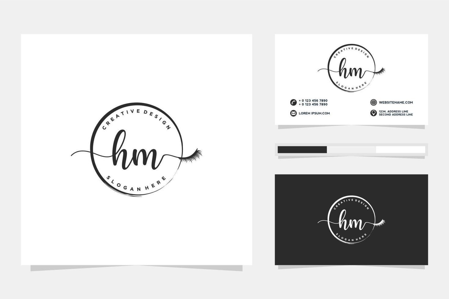 Initial HM Feminine logo collections and business card templat Premium Vector