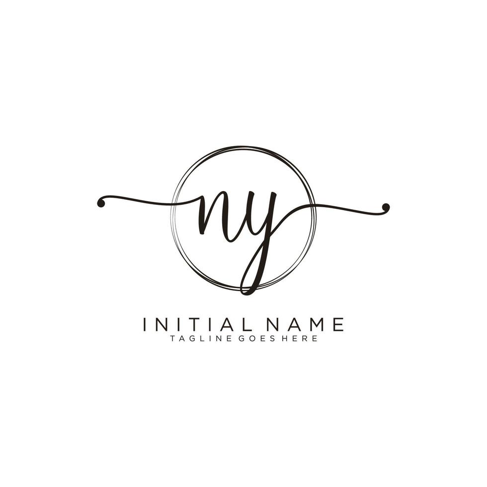 Initial NY feminine logo collections template. handwriting logo of initial signature, wedding, fashion, jewerly, boutique, floral and botanical with creative template for any company or business. vector