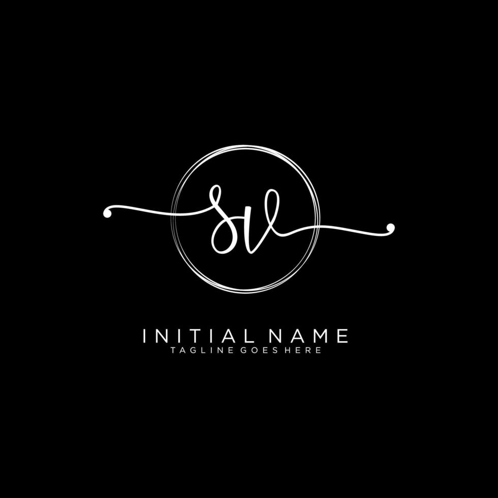 Initial SV feminine logo collections template. handwriting logo of initial signature, wedding, fashion, jewerly, boutique, floral and botanical with creative template for any company or business. vector