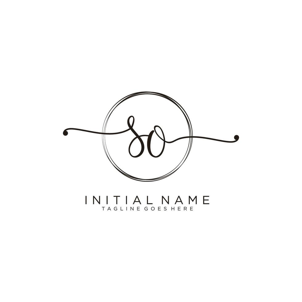 Initial SO feminine logo collections template. handwriting logo of initial signature, wedding, fashion, jewerly, boutique, floral and botanical with creative template for any company or business. vector