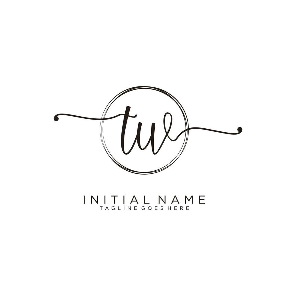 Initial TW feminine logo collections template. handwriting logo of initial signature, wedding, fashion, jewerly, boutique, floral and botanical with creative template for any company or business. vector