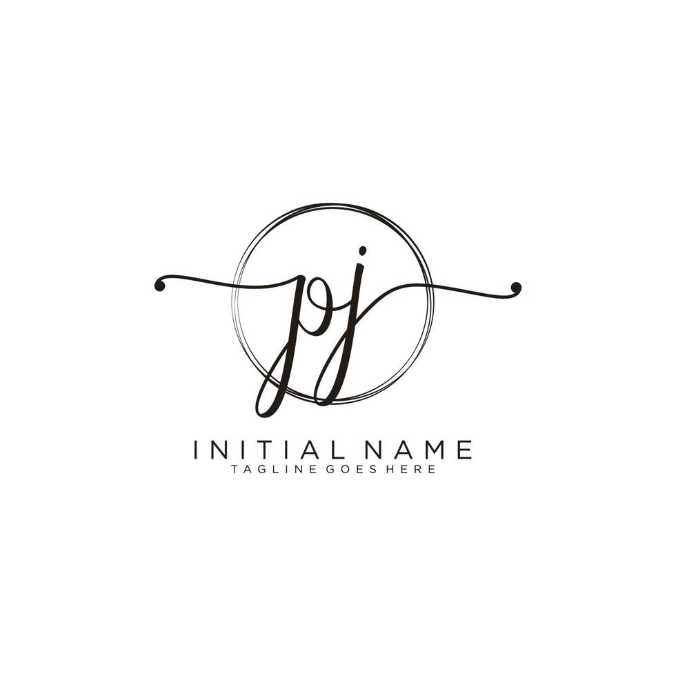 Initial PJ feminine logo collections template. handwriting logo of initial signature, wedding, fashion, jewerly, boutique, floral and botanical with creative template for any company or business. vector