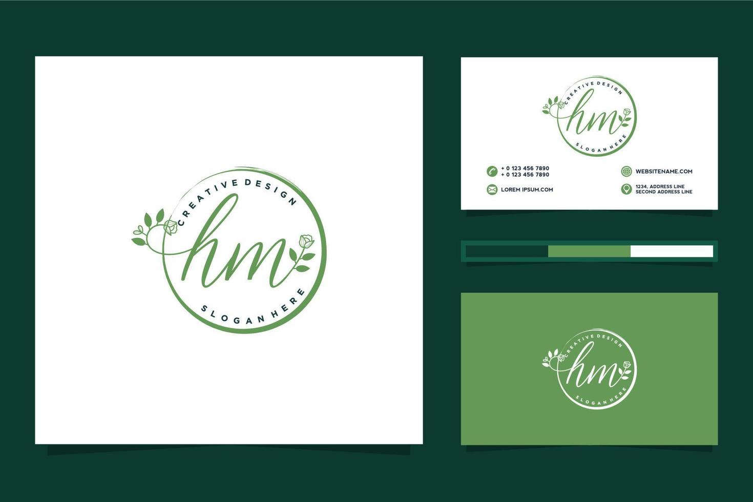 Initial HM Feminine logo collections and business card templat Premium Vector