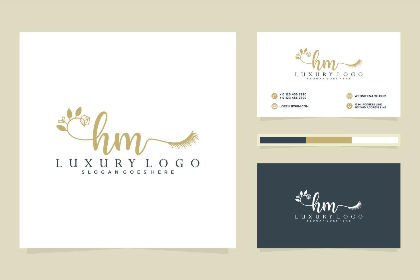 Initial HM Feminine logo collections and business card templat Premium Vector