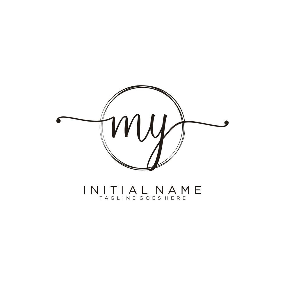 Initial MY feminine logo collections template. handwriting logo of initial signature, wedding, fashion, jewerly, boutique, floral and botanical with creative template for any company or business. vector
