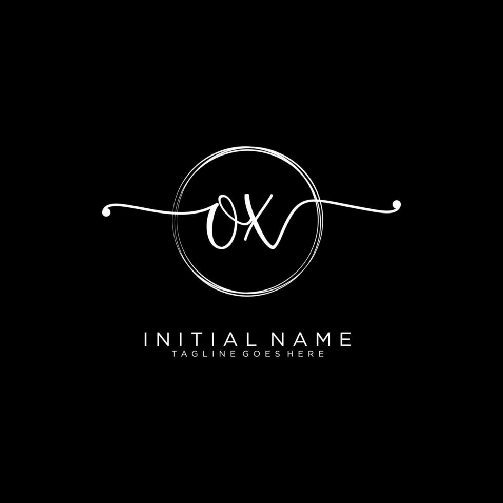 Initial OX feminine logo collections template. handwriting logo of initial signature, wedding, fashion, jewerly, boutique, floral and botanical with creative template for any company or business. vector