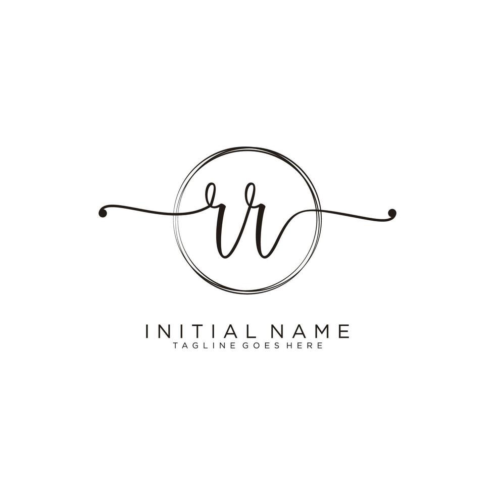 Initial RR feminine logo collections template. handwriting logo of initial signature, wedding, fashion, jewerly, boutique, floral and botanical with creative template for any company or business. vector