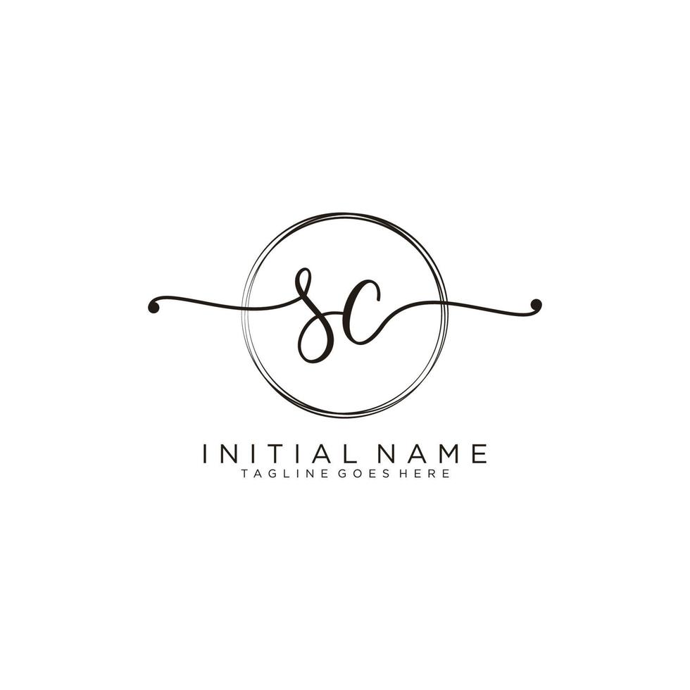 Initial SC feminine logo collections template. handwriting logo of initial signature, wedding, fashion, jewerly, boutique, floral and botanical with creative template for any company or business. vector