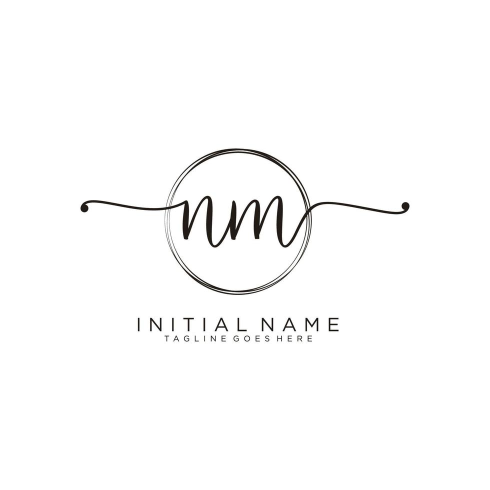 Initial NM feminine logo collections template. handwriting logo of initial signature, wedding, fashion, jewerly, boutique, floral and botanical with creative template for any company or business. vector