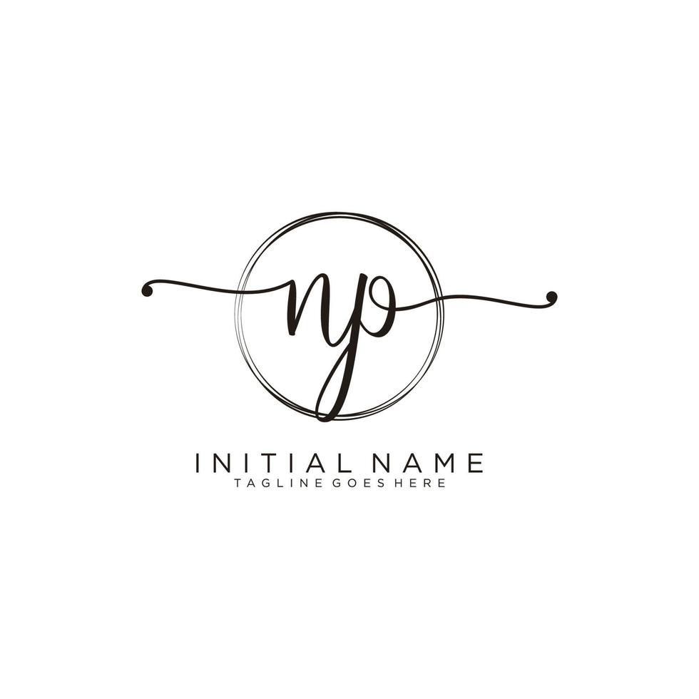 Initial NP feminine logo collections template. handwriting logo of initial signature, wedding, fashion, jewerly, boutique, floral and botanical with creative template for any company or business. vector