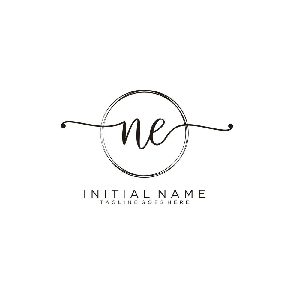 Initial NE feminine logo collections template. handwriting logo of initial signature, wedding, fashion, jewerly, boutique, floral and botanical with creative template for any company or business. vector
