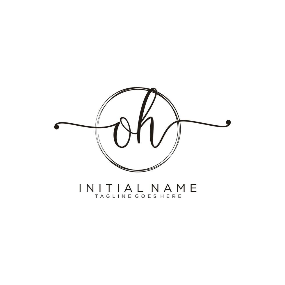 Initial OH feminine logo collections template. handwriting logo of initial signature, wedding, fashion, jewerly, boutique, floral and botanical with creative template for any company or business. vector