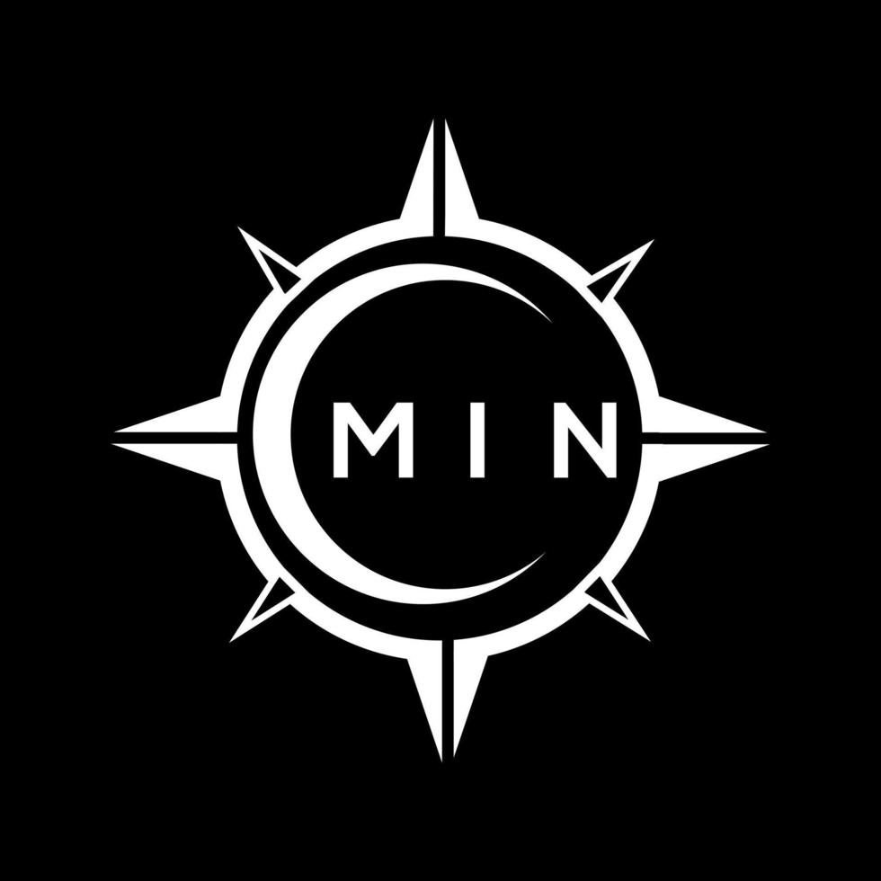 MIN abstract monogram shield logo design on black background. MIN creative initials letter logo. vector