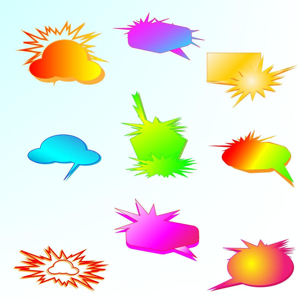 Collection of color speech comic book cartoon starburst sticker dialogue abstract background web vector illustration