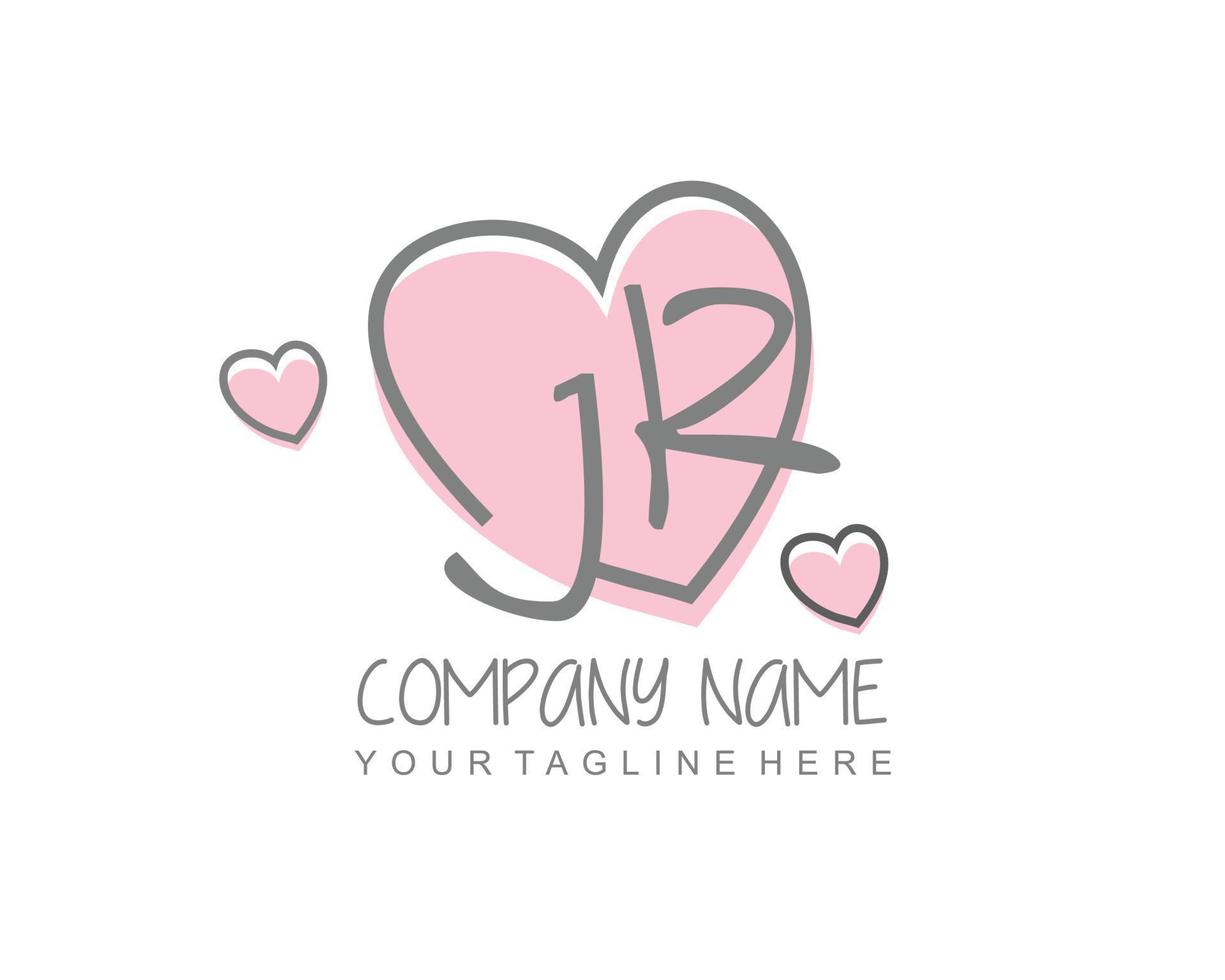 Initial JR with heart love logo template vector