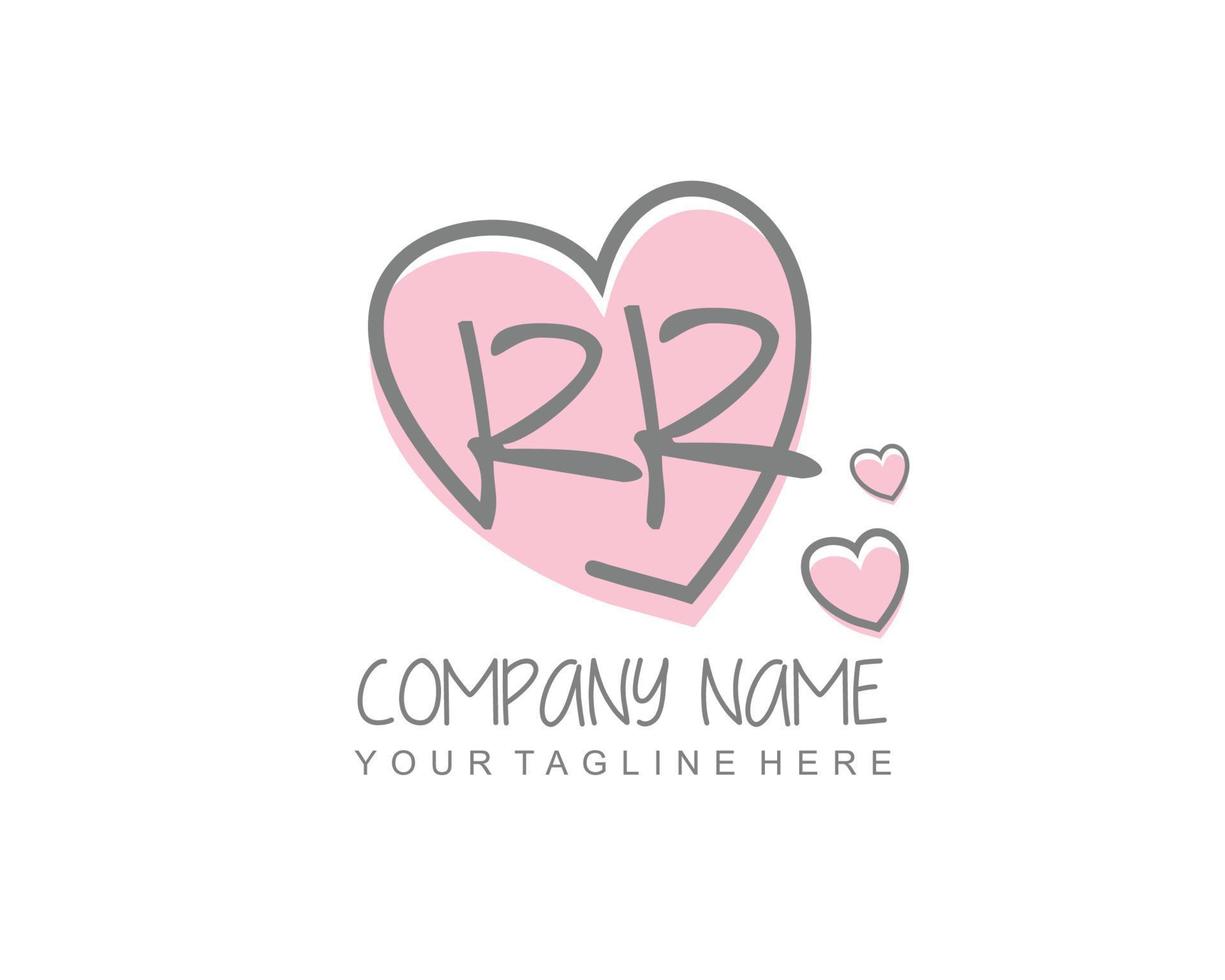 inicial rr con corazón amor logo modelo vector