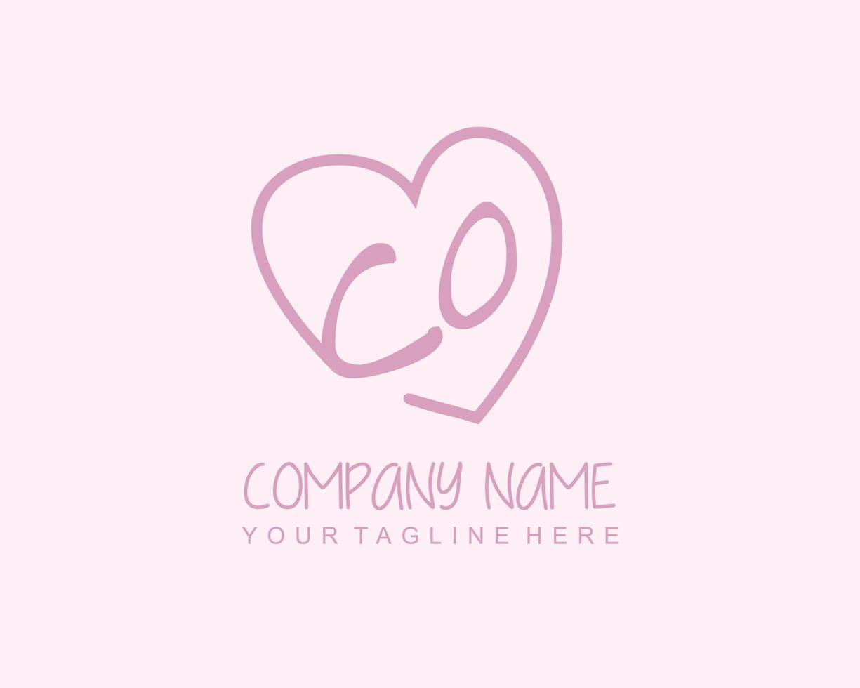 Initial CO with love logo template vector