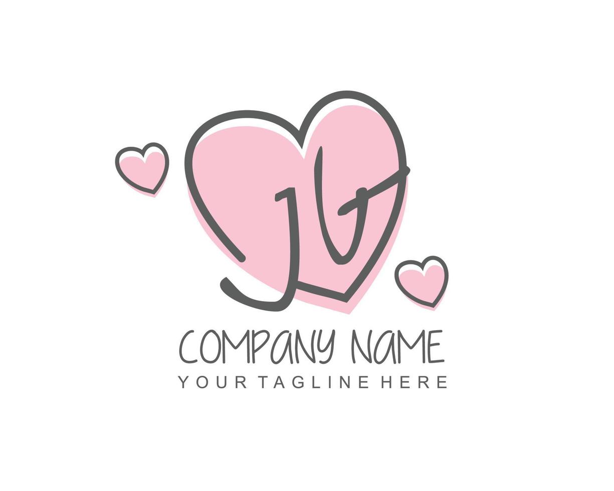 Initial JG with heart love logo template vector