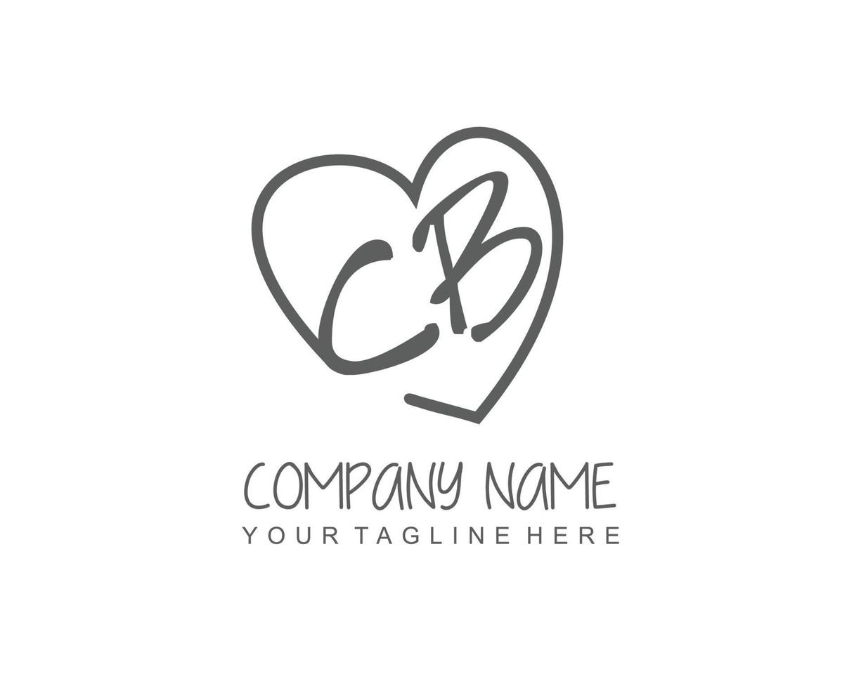 Initial CB with love logo template vector