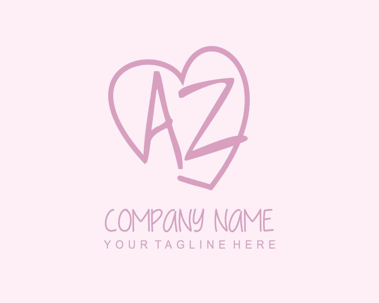Initial AZ with love logo template vector