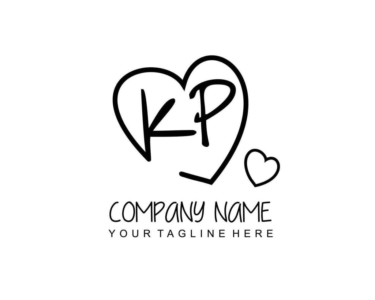 Initial KP with heart love logo template vector