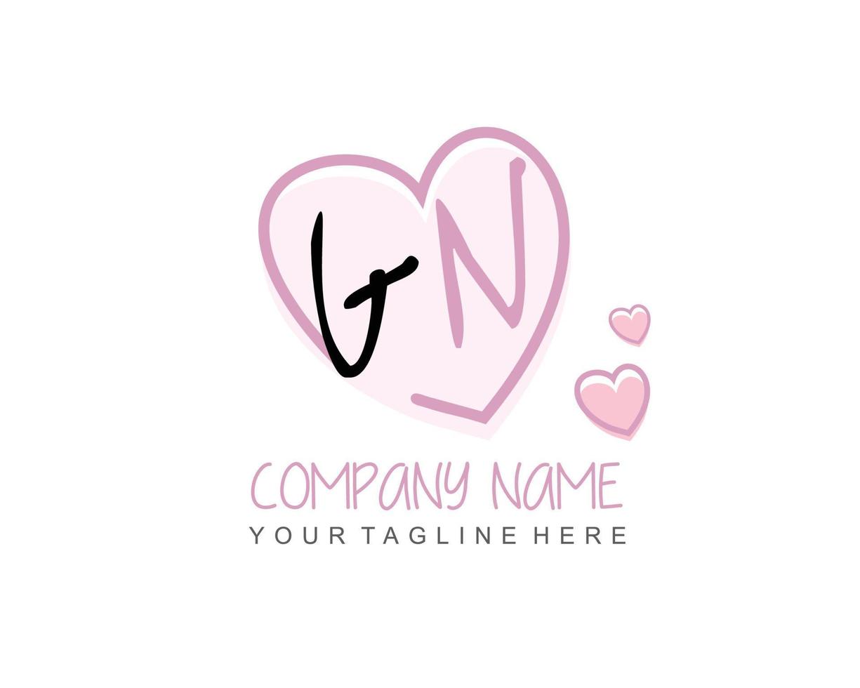 Initial GN with heart love logo template vector 20062898 Vector ...