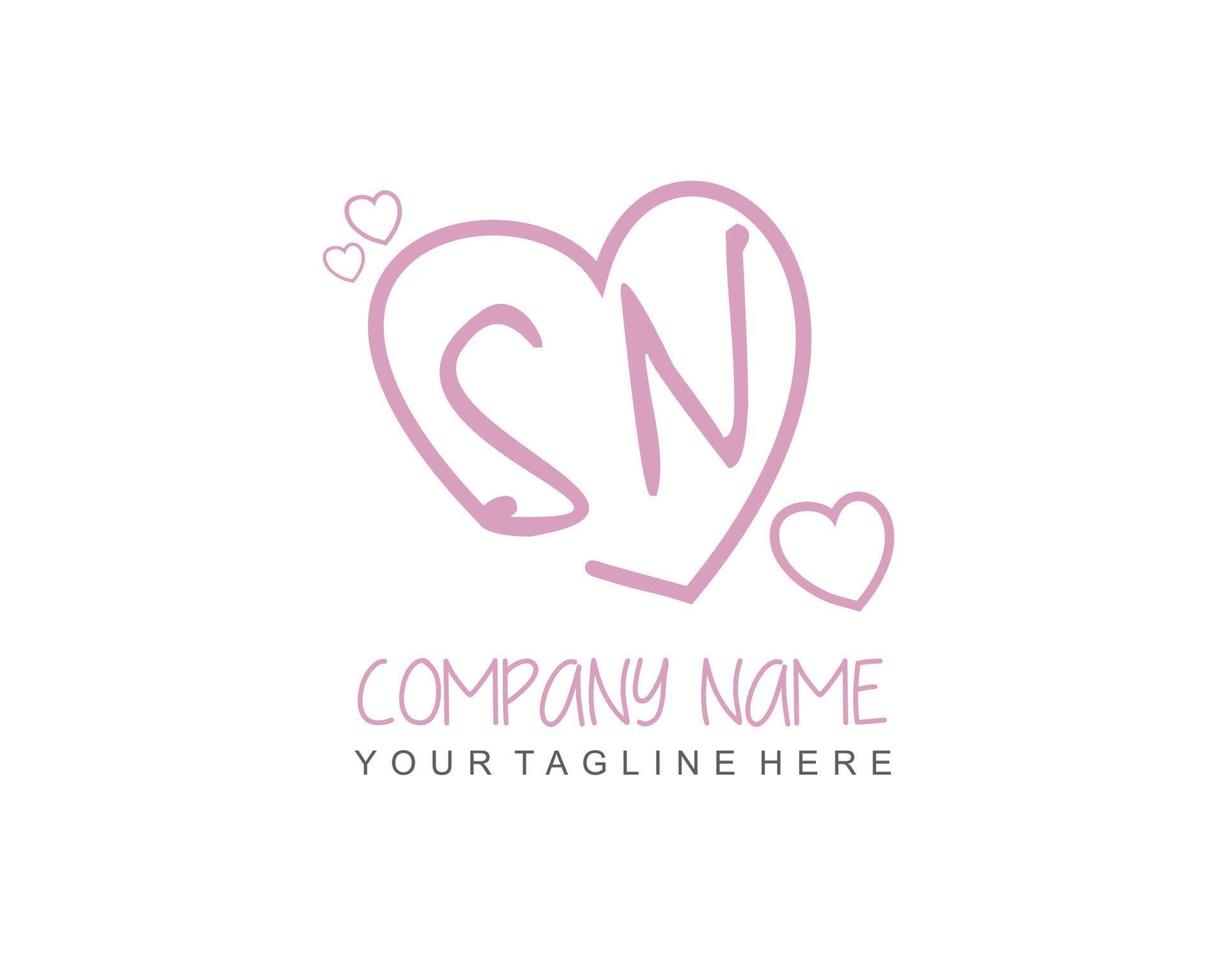 Initial SN with heart love logo template vector 20062902 Vector ...