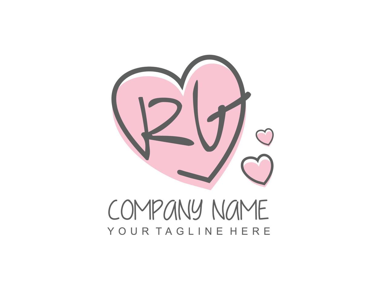 Initial RG with heart love logo template vector