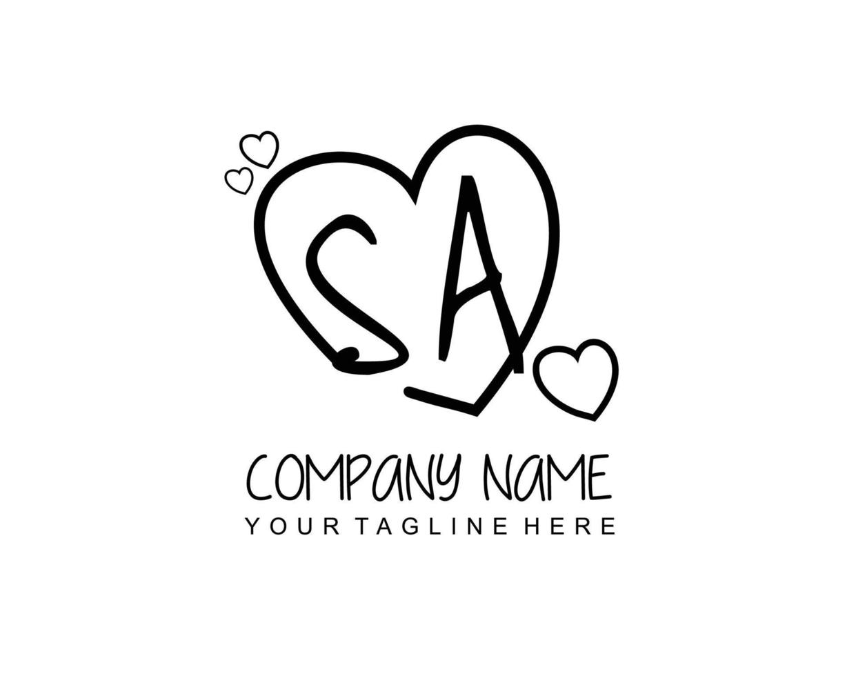 Initial SA with heart love logo template vector 20062951 Vector ...