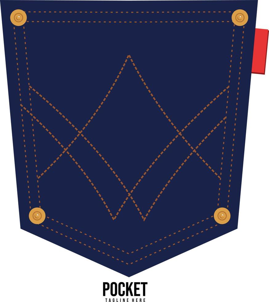 Pocket denim jeans Vector Patch Isometric