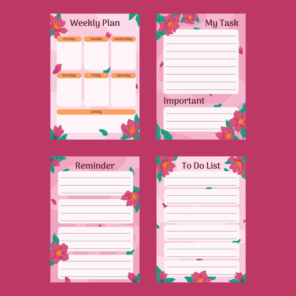 Peach Blossom Journal Pages Collection vector