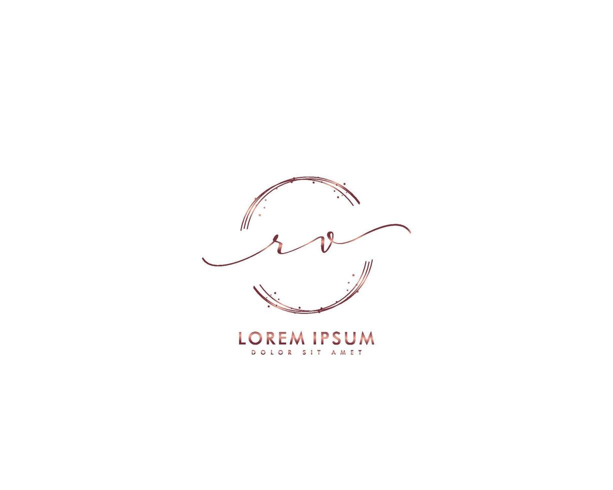 Initial RV Feminine logo beauty monogram and elegant logo design, handwriting logo of initial signature, wedding, fashion, floral and botanical with creative template vector