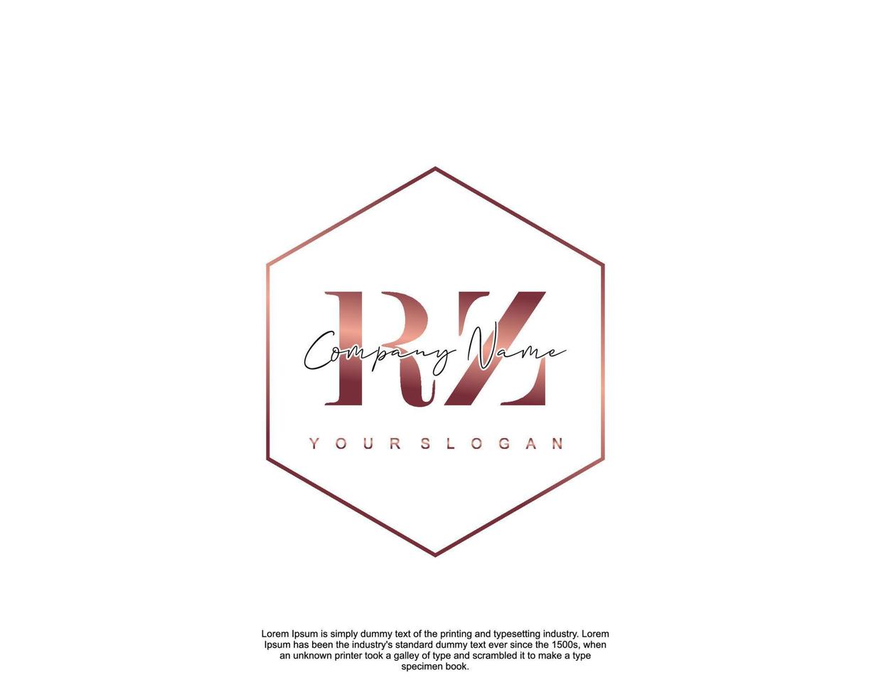 Initial RZ Feminine logo beauty monogram and elegant logo design, handwriting logo of initial signature, wedding, fashion, floral and botanical with creative template vector