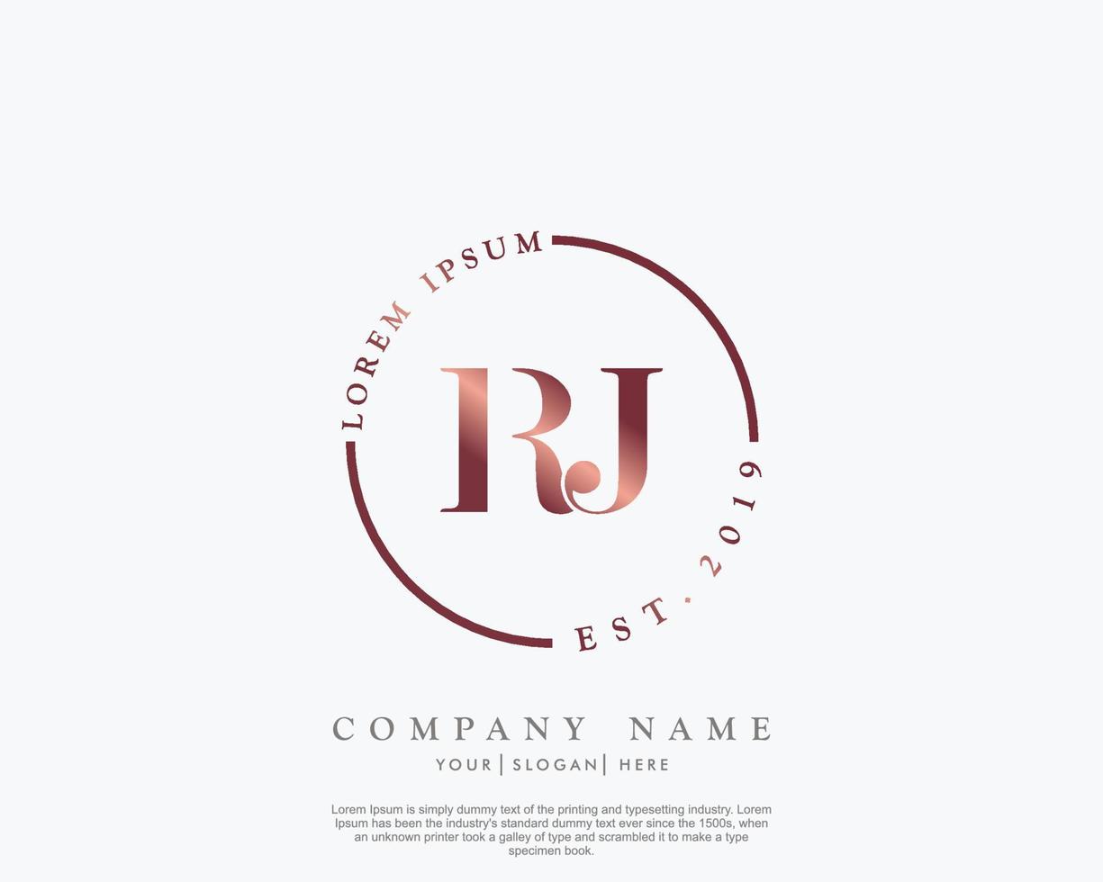 Initial RJ Feminine logo beauty monogram and elegant logo design, handwriting logo of initial signature, wedding, fashion, floral and botanical with creative template vector
