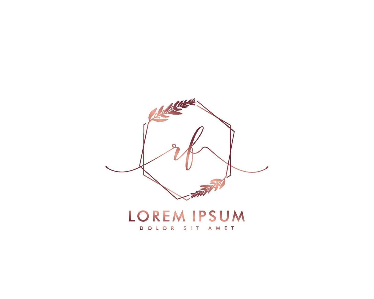 Initial RF Feminine logo beauty monogram and elegant logo design, handwriting logo of initial signature, wedding, fashion, floral and botanical with creative template vector