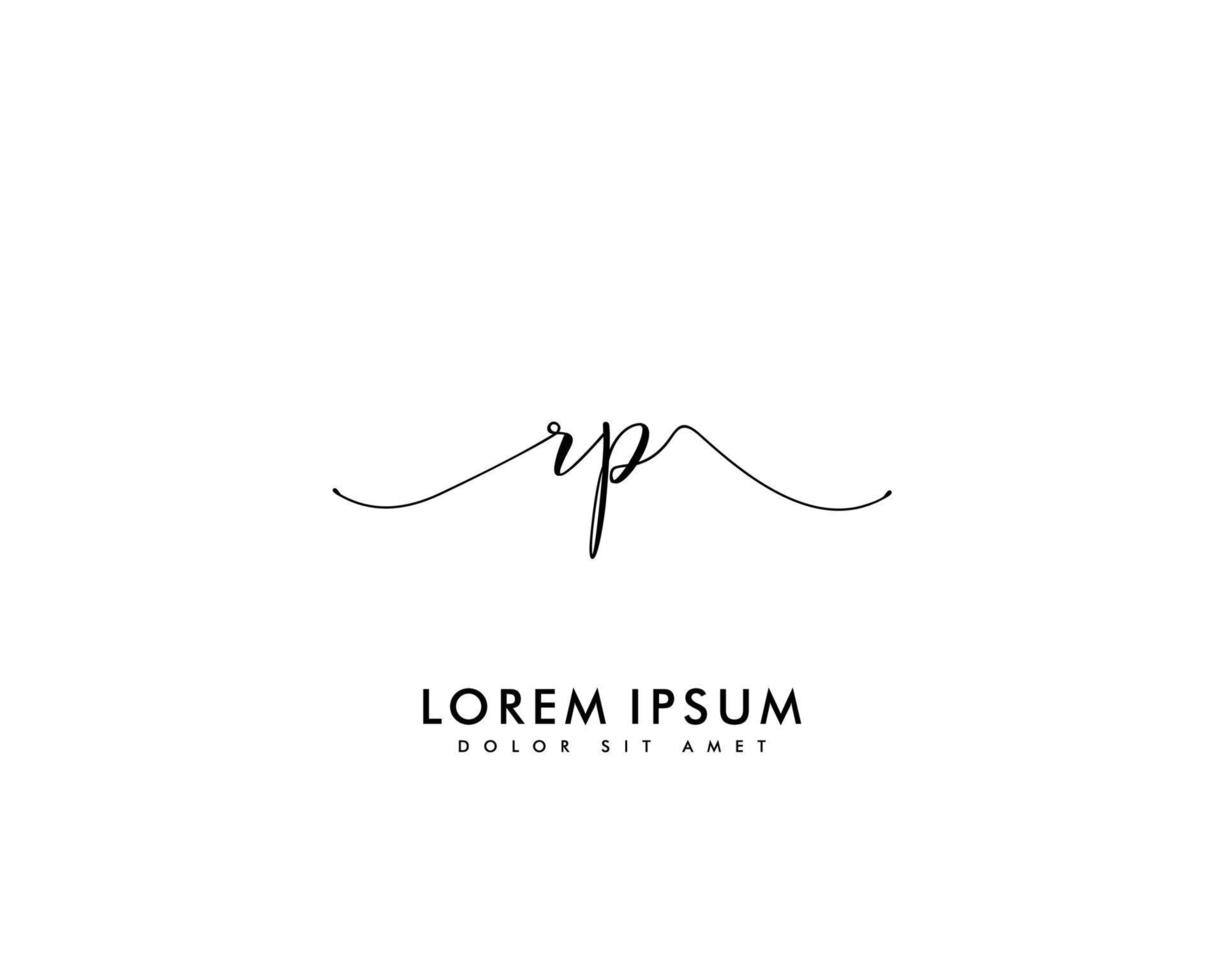 Initial RP Feminine logo beauty monogram and elegant logo design, handwriting logo of initial signature, wedding, fashion, floral and botanical with creative template vector