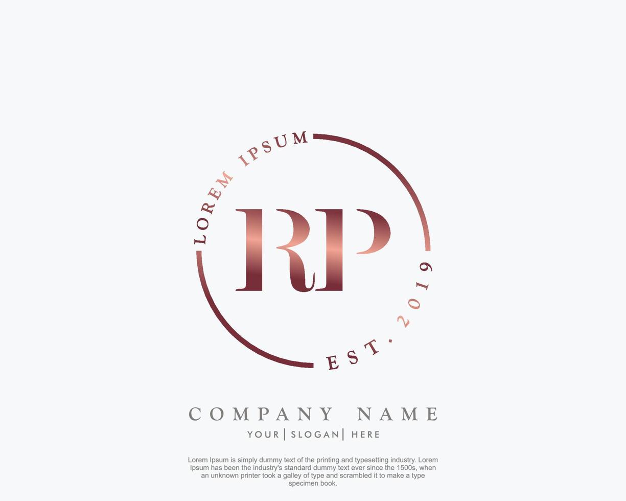 Initial RP Feminine logo beauty monogram and elegant logo design, handwriting logo of initial signature, wedding, fashion, floral and botanical with creative template vector